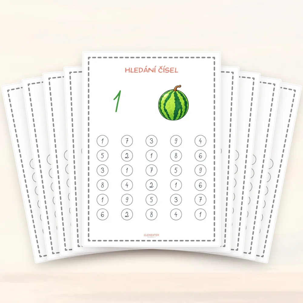 Hledání čísel pro děti. Pracovní listy matematiky - Elementer
