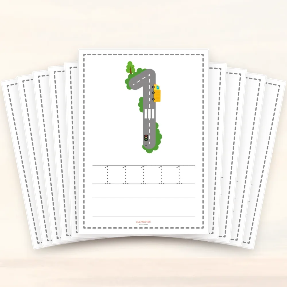 Čísla na silnicích (10 pracovních listů PDF)
